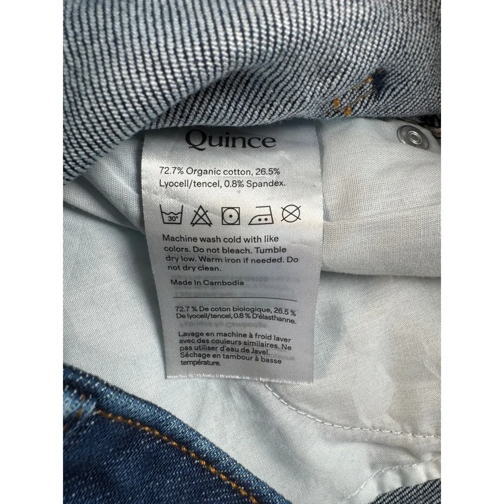 Quince Bella Stretch Relaxed Straight Jeans Stormy Blue Organic Cotton Tencel 30
